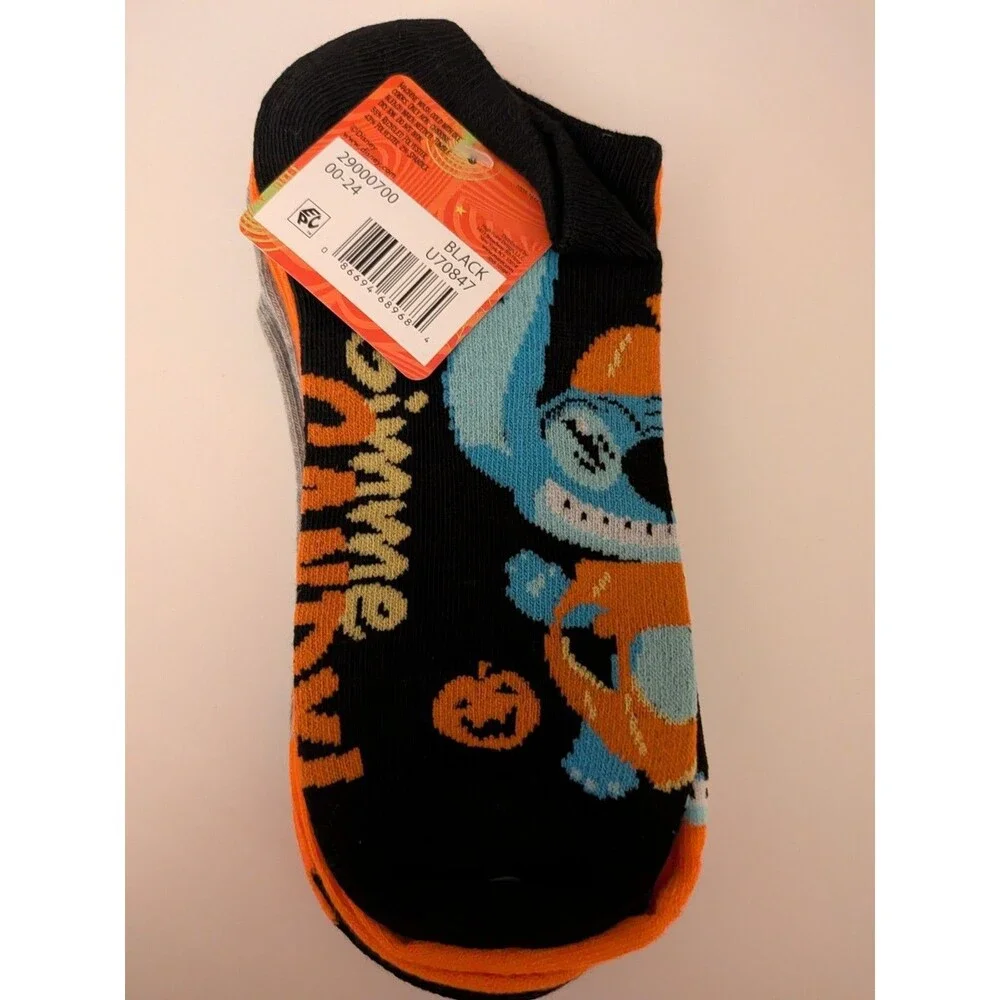 Womens 3 Pair Disney Stitch No-Show Low Cut Halloween Socks